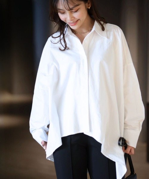 Ehre style(エーレスタイル)の「万能デザインシャツ 着て、羽織って、重ねて(シャツ/ブラウス・レディース・ブルー/ホワイト・FREE)」の1枚目の写真