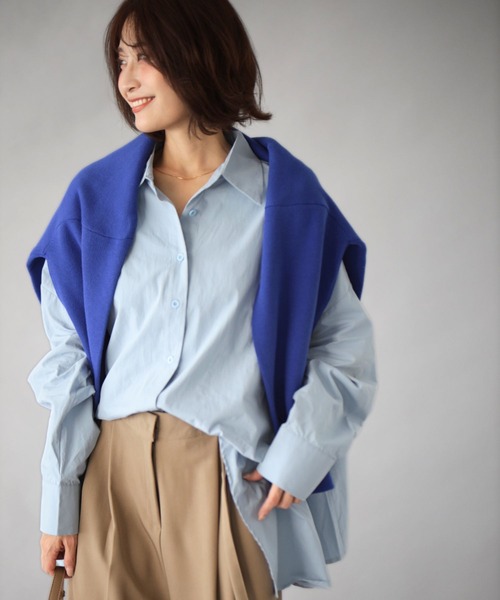 Ehre style(エーレスタイル)の「万能デザインシャツ 着て、羽織って、重ねて(シャツ/ブラウス・レディース・ブルー/ホワイト・FREE)」の17枚目の写真