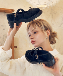 CUSTOMADE WOMAN（カスタメイドウーマン）の「4.5cmリボンxストラップメリージェーンアデラ(CW0070BK)（バレエシューズ）」