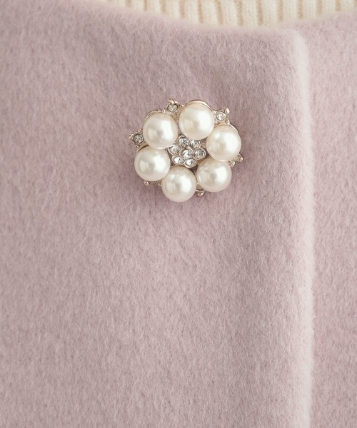 couture brooch（クチュールブローチ）の「【通勤/ビジューブローチ付き】ノーカラー ロングコート（ノーカラーコート・レディース・ライトベージュ/ピンク/ネイビー・36/38/40/42）」の11枚目の写真