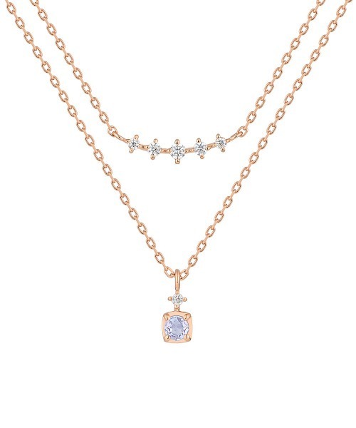 4℃(ヨンドシー)の「【12月誕生石】シルバー タンザナイト ネックレス 2本セット(ネックレス・レディース・ピンクゴールド・FREE)」の1枚目の写真