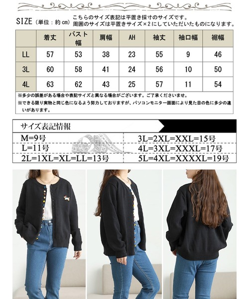 GOLDJAPAN(ゴールドジャパン)の「カラフルボタンワッペン付きニットカーディガン【大きいサイズ対応】(カーディガン/ボレロ・レディース・ブラック/グレー/オフホワイト/レッド・LL/3L/4L)」の21枚目の写真