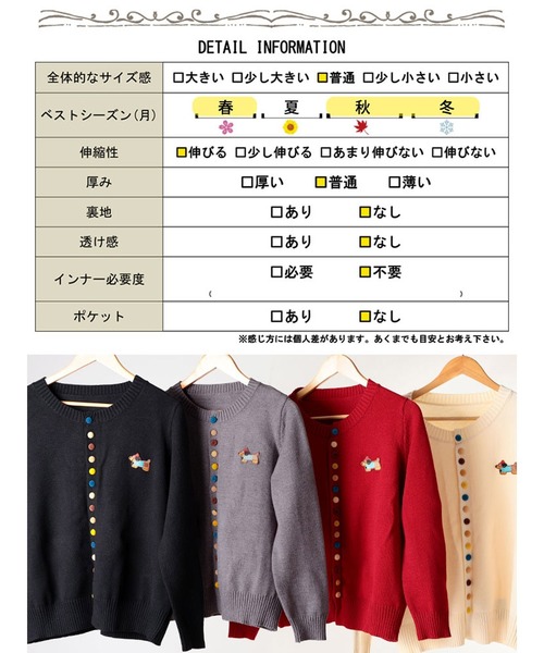 GOLDJAPAN(ゴールドジャパン)の「カラフルボタンワッペン付きニットカーディガン【大きいサイズ対応】(カーディガン/ボレロ・レディース・ブラック/グレー/オフホワイト/レッド・LL/3L/4L)」の22枚目の写真