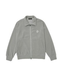ベルベットクロップアノラックジップアップグレー