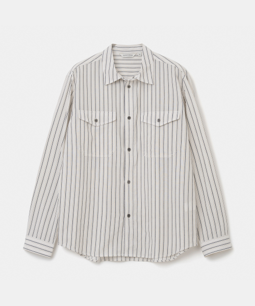 stripe pocket work shirt white