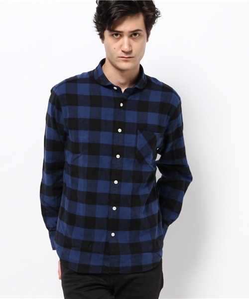 FREDY&GLOSTER（フレディアンドグロスター）の「シャギーチェック丸襟シャツ（シャツ/ブラウス・メンズ・レッド系その他/ブルー系その他/ネイビー・L/S/M/XL）」の3枚目の写真