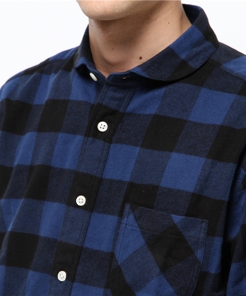 FREDY&GLOSTER（フレディアンドグロスター）の「シャギーチェック丸襟シャツ（シャツ/ブラウス・メンズ・レッド系その他/ブルー系その他/ネイビー・L/S/M/XL）」の6枚目の写真