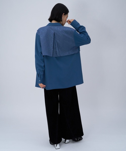 HARE（ハレ）の「ジャガードアシメプリーツシャツ(HARE)（シャツ/ブラウス・レディース・ブルー/ブラック/ホワイト/ネイビー・FREE）」の14枚目の写真