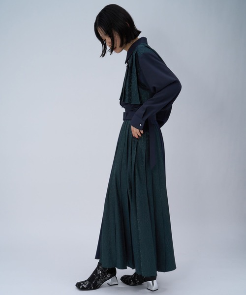 HARE（ハレ）の「ジャガードアシメプリーツシャツ(HARE)（シャツ/ブラウス・レディース・ブルー/ブラック/ホワイト/ネイビー・FREE）」の16枚目の写真