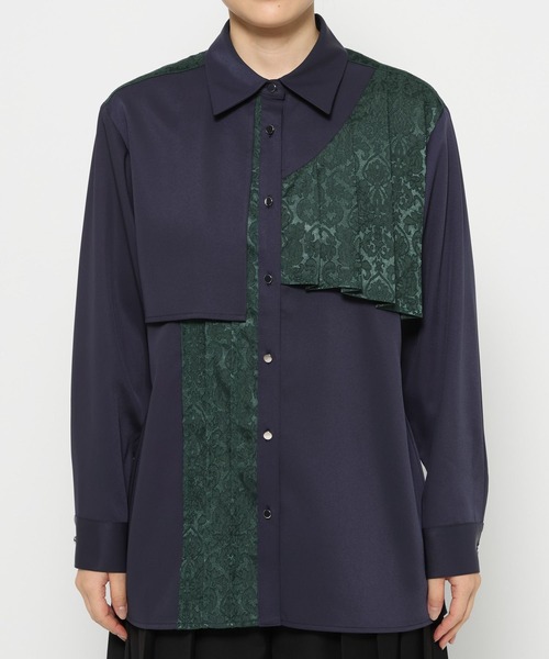 セール】ジャガードアシメプリーツシャツ(HARE)（シャツ/ブラウス