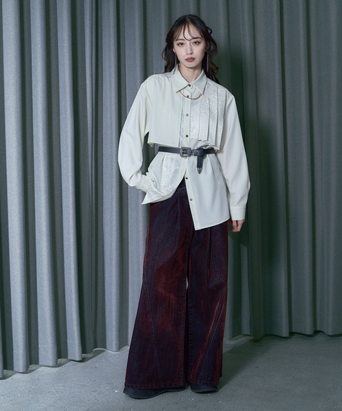 ジャガードアシメプリーツシャツ(HARE)（シャツ/ブラウス）｜HARE