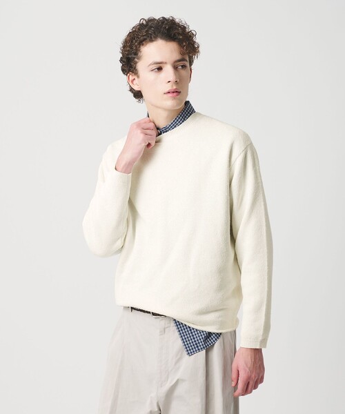 【半額以上】美品 beauty and youth 白ニット セール】WJQ カットオフ クルーネック ニット ウォッシャブル（ニット