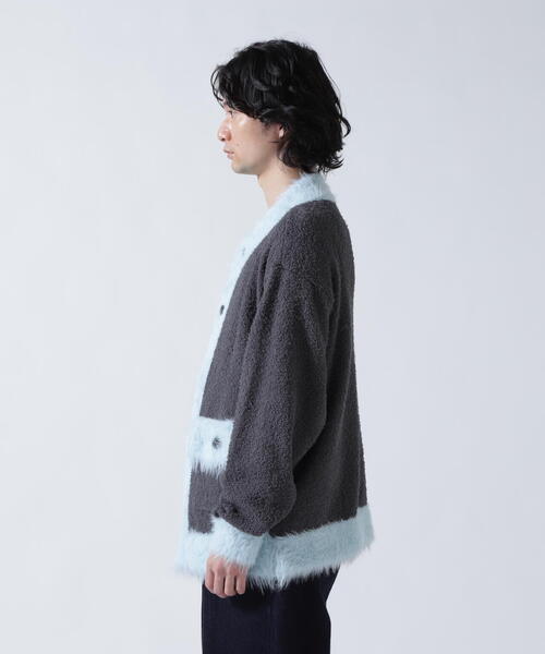 amok（アモク）の「amok /アモク/COLLARLESS KNIT JACKET（カーディガン/ボレロ・メンズ・グレー/ネイビー・F）」の3枚目の写真