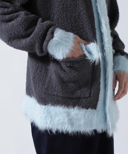 amok（アモク）の「amok /アモク/COLLARLESS KNIT JACKET（カーディガン/ボレロ・メンズ・グレー/ネイビー・F）」の7枚目の写真
