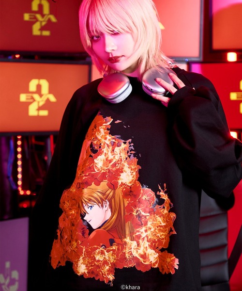 Ellno Loset（エルノロゼット）の「【EVANGELION（エヴァンゲリオン）コラボ】フェイスプリントスウェット（スウェット・メンズ・オフホワイト/ブラック・SMALL/MEDIUM/LARGE）」の18枚目の写真