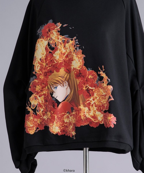 Ellno Loset（エルノロゼット）の「【EVANGELION（エヴァンゲリオン）コラボ】フェイスプリントスウェット（スウェット・メンズ・オフホワイト/ブラック・SMALL/MEDIUM/LARGE）」の7枚目の写真