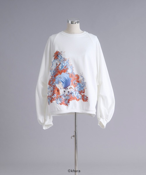 Ellno Loset（エルノロゼット）の「【EVANGELION（エヴァンゲリオン）コラボ】フェイスプリントスウェット（スウェット・メンズ・オフホワイト/ブラック・SMALL/MEDIUM/LARGE）」の9枚目の写真