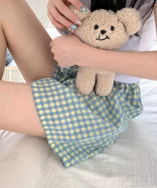 pyornim(ピョルニム)の「ギンガムチェック ルームショーツ ショートパンツ パジャマ ルームパンツ(その他パンツ・レディース・ピンク/パープル/オレンジ/ブラック/ブルー・F)」の3枚目の写真