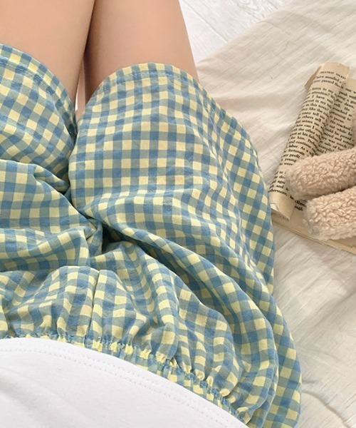 pyornim(ピョルニム)の「ギンガムチェック ルームショーツ ショートパンツ パジャマ ルームパンツ(その他パンツ・レディース・ピンク/パープル/オレンジ/ブラック/ブルー・F)」の15枚目の写真