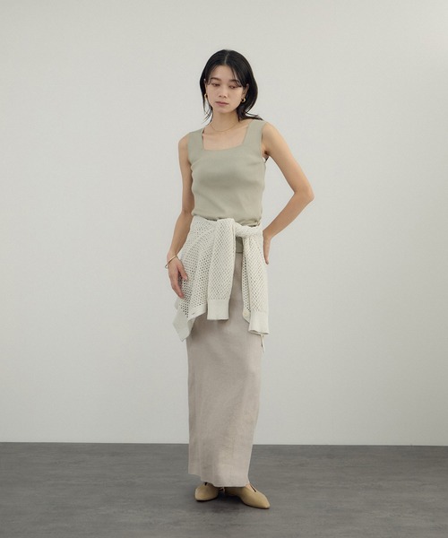 SALON adam et rope'(サロン アダム エ ロペ)の「リネンドンゴロススカート/セットアップ対応(スカート・レディース・ベージュ/ブラック・S/M)」の14枚目の写真