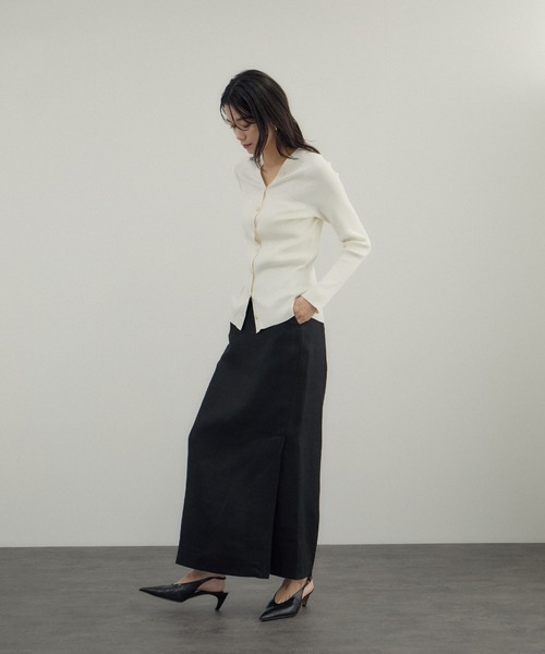 SALON adam et rope'(サロン アダム エ ロペ)の「リネンドンゴロススカート/セットアップ対応(スカート・レディース・ベージュ/ブラック・S/M)」の17枚目の写真