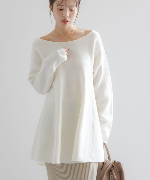 Noble（ノーブル）の「《追加》テントライン フレアニット（ニット/セーター・レディース・チャコールグレー/ブラウン/ホワイト・FREE）」の14枚目の写真