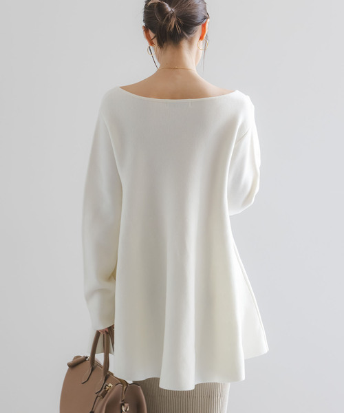 Noble（ノーブル）の「《追加》テントライン フレアニット（ニット/セーター・レディース・チャコールグレー/ブラウン/ホワイト・FREE）」の12枚目の写真