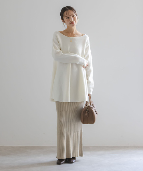 Noble　テントラインプルオーバー　ベージュ 追加》テントライン フレアニット（ニット/セーター）｜NOBLE