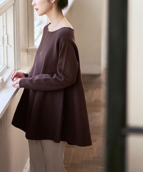 Noble（ノーブル）の「《追加》テントライン フレアニット（ニット/セーター・レディース・チャコールグレー/ブラウン/ホワイト・FREE）」の8枚目の写真