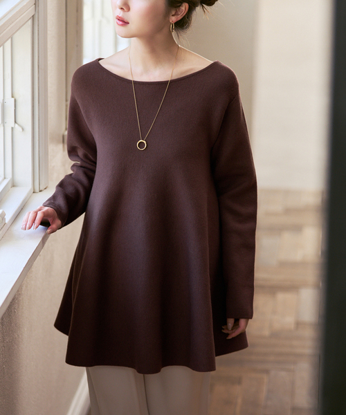 Noble（ノーブル）の「《追加》テントライン フレアニット（ニット/セーター・レディース・チャコールグレー/ブラウン/ホワイト・FREE）」の7枚目の写真