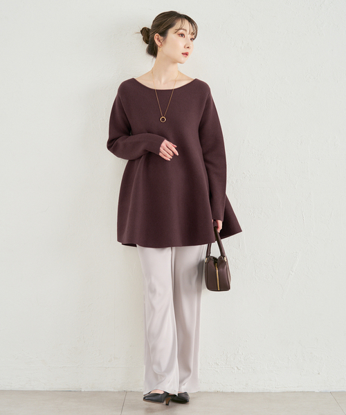 Noble（ノーブル）の「《追加》テントライン フレアニット（ニット/セーター・レディース・チャコールグレー/ブラウン/ホワイト・FREE）」の6枚目の写真