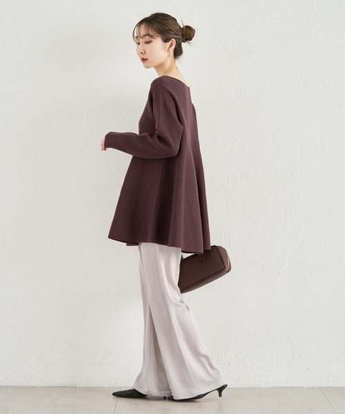 Noble（ノーブル）の「《追加》テントライン フレアニット（ニット/セーター・レディース・チャコールグレー/ブラウン/ホワイト・FREE）」の5枚目の写真