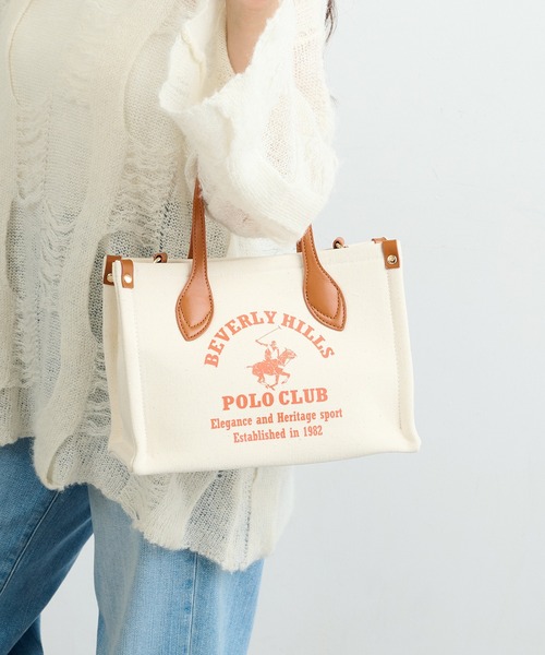 BEVERLY HILLS POLO CLUB(ビバリーヒルズポロクラブ)の「【BEVERLY HILLS POLO CLUB】ポロプリントキャンバストート小 BH2014N(トートバッグ・レディース・グリーン/ブラック/オレンジ・FREE)」の12枚目の写真