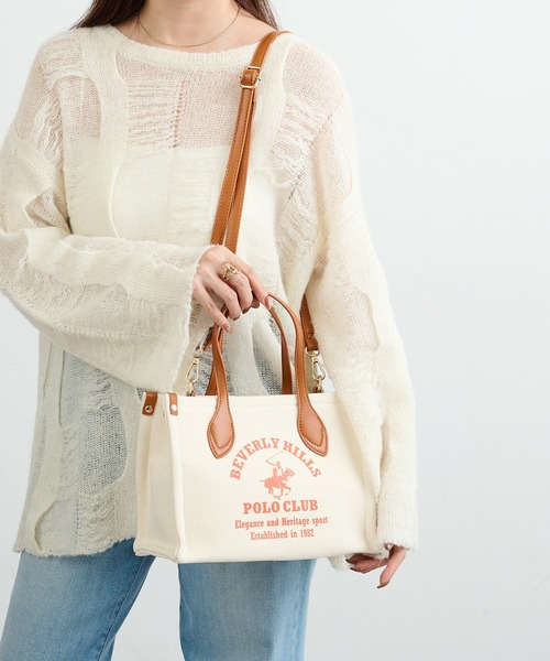 BEVERLY HILLS POLO CLUB(ビバリーヒルズポロクラブ)の「【BEVERLY HILLS POLO CLUB】ポロプリントキャンバストート小 BH2014N(トートバッグ・レディース・グリーン/ブラック/オレンジ・FREE)」の10枚目の写真