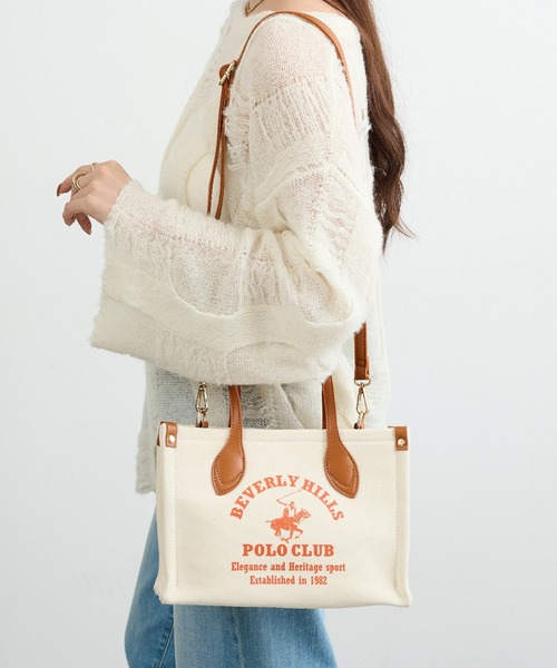 BEVERLY HILLS POLO CLUB(ビバリーヒルズポロクラブ)の「【BEVERLY HILLS POLO CLUB】ポロプリントキャンバストート小 BH2014N(トートバッグ・レディース・グリーン/ブラック/オレンジ・FREE)」の11枚目の写真