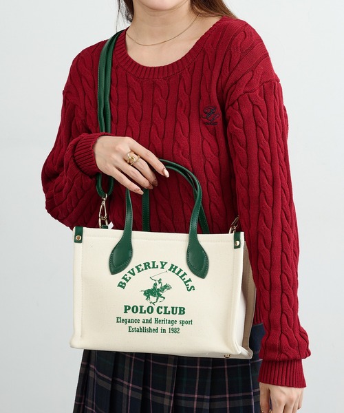 BEVERLY HILLS POLO CLUB(ビバリーヒルズポロクラブ)の「【BEVERLY HILLS POLO CLUB】ポロプリントキャンバストート小 BH2014N(トートバッグ・レディース・グリーン/ブラック/オレンジ・FREE)」の22枚目の写真