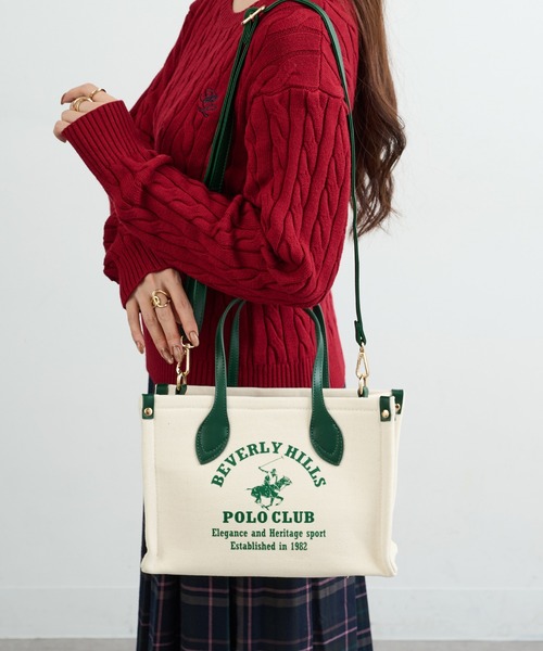 BEVERLY HILLS POLO CLUB(ビバリーヒルズポロクラブ)の「【BEVERLY HILLS POLO CLUB】ポロプリントキャンバストート小 BH2014N(トートバッグ・レディース・グリーン/ブラック/オレンジ・FREE)」の21枚目の写真