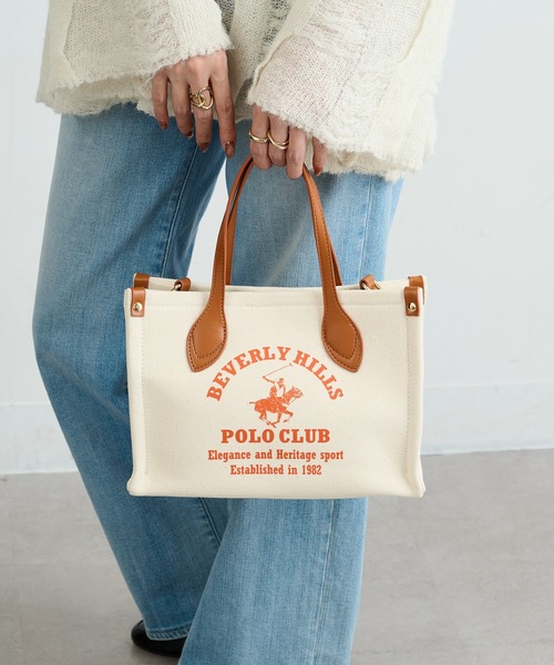 BEVERLY HILLS POLO CLUB(ビバリーヒルズポロクラブ)の「【BEVERLY HILLS POLO CLUB】ポロプリントキャンバストート小 BH2014N(トートバッグ・レディース・グリーン/ブラック/オレンジ・FREE)」の14枚目の写真