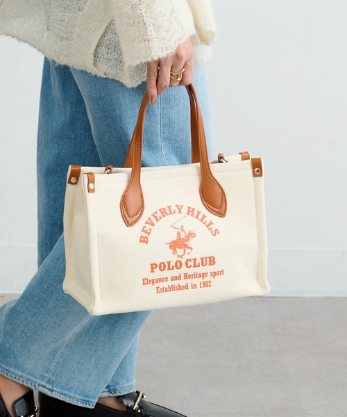 BEVERLY HILLS POLO CLUB(ビバリーヒルズポロクラブ)の「【BEVERLY HILLS POLO CLUB】ポロプリントキャンバストート小 BH2014N(トートバッグ・レディース・グリーン/ブラック/オレンジ・FREE)」の15枚目の写真