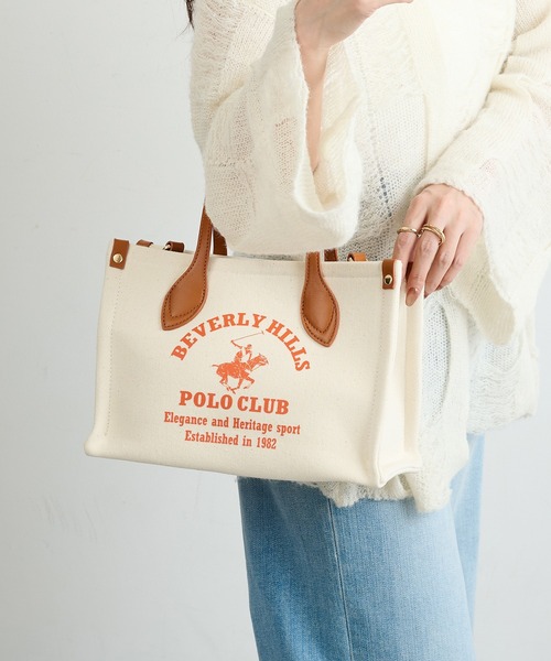 BEVERLY HILLS POLO CLUB(ビバリーヒルズポロクラブ)の「【BEVERLY HILLS POLO CLUB】ポロプリントキャンバストート小 BH2014N(トートバッグ・レディース・グリーン/ブラック/オレンジ・FREE)」の13枚目の写真