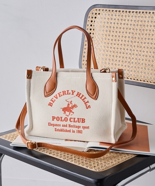 BEVERLY HILLS POLO CLUB(ビバリーヒルズポロクラブ)の「【BEVERLY HILLS POLO CLUB】ポロプリントキャンバストート小 BH2014N(トートバッグ・レディース・グリーン/ブラック/オレンジ・FREE)」の8枚目の写真