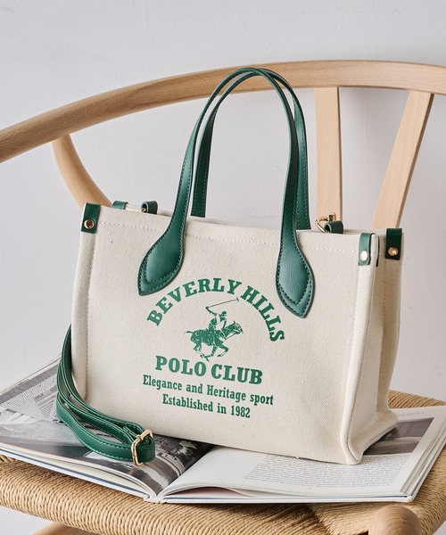 BEVERLY HILLS POLO CLUB(ビバリーヒルズポロクラブ)の「【BEVERLY HILLS POLO CLUB】ポロプリントキャンバストート小 BH2014N(トートバッグ・レディース・グリーン/ブラック/オレンジ・FREE)」の20枚目の写真
