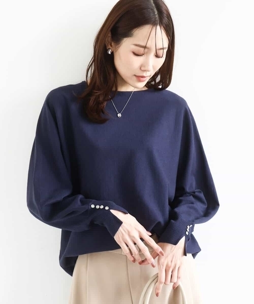 MK MICHEL KLEIN(エムケーミッシェルクラン)の「ドルマンスリーブニット/洗える(ニット/セーター・レディース・ネイビー/ライトブルー/アイボリー/ピンク/ライトイエロー・38)」の1枚目の写真