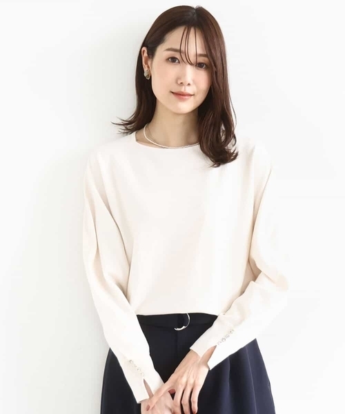 MK MICHEL KLEIN(エムケーミッシェルクラン)の「ドルマンスリーブニット/洗える(ニット/セーター・レディース・ネイビー/ライトブルー/アイボリー/ピンク/ライトイエロー・38)」の2枚目の写真