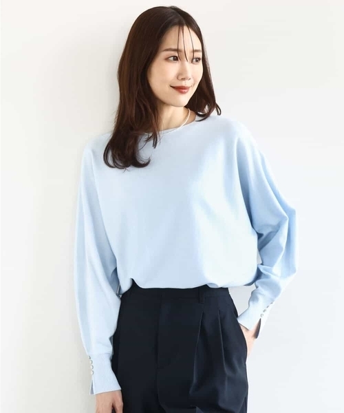 MK MICHEL KLEIN(エムケーミッシェルクラン)の「ドルマンスリーブニット/洗える(ニット/セーター・レディース・ネイビー/ライトブルー/アイボリー/ピンク/ライトイエロー・38)」の3枚目の写真