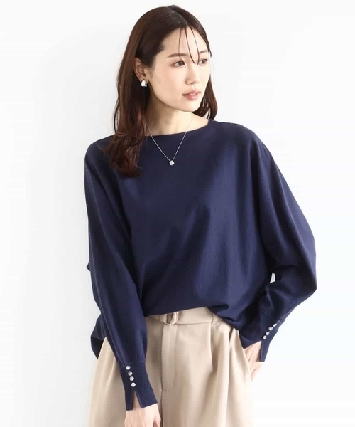 MK MICHEL KLEIN(エムケーミッシェルクラン)の「ドルマンスリーブニット/洗える(ニット/セーター・レディース・ネイビー/ライトブルー/アイボリー/ピンク/ライトイエロー・38)」の7枚目の写真