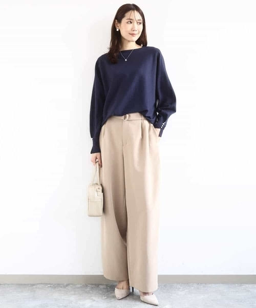 MK MICHEL KLEIN(エムケーミッシェルクラン)の「ドルマンスリーブニット/洗える(ニット/セーター・レディース・ネイビー/ライトブルー/アイボリー/ピンク/ライトイエロー・38)」の8枚目の写真