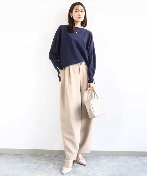 MK MICHEL KLEIN(エムケーミッシェルクラン)の「ドルマンスリーブニット/洗える(ニット/セーター・レディース・ネイビー/ライトブルー/アイボリー/ピンク/ライトイエロー・38)」の10枚目の写真