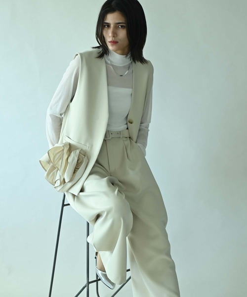 RAW FUDGE(ローファッジ)の「共ベルト付きサイドBOXタックパンツ(その他パンツ・レディース・ブラック・M)」の6枚目の写真