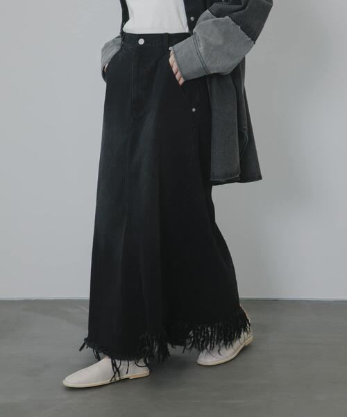KBF（ケイビーエフ）の「アシメフリンジデニムスカート（スカート・レディース・ブラック/ライトブルー・ONE）」の15枚目の写真